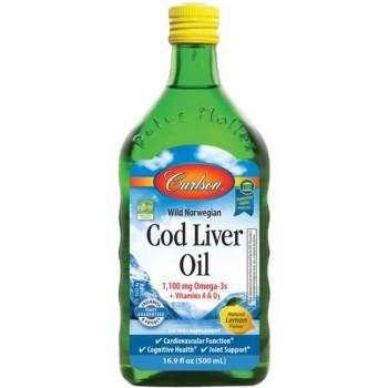 Image 1 of Carlson Labs Wild Norwegian Cod Liver Oil Liquid 1100 mg [500 мл] Лимон