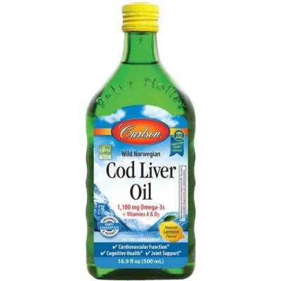 Carlson Labs Wild Norwegian Cod Liver Oil Liquid 1100 mg [500 мл] Лимон