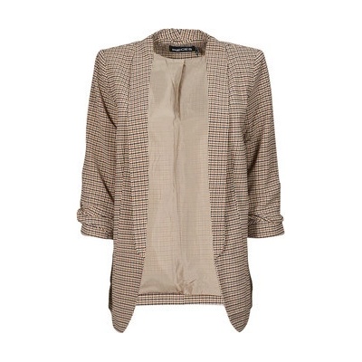 Pieces dámská saka / Blejzry PCBOSS 3/4 PRINTED BLAZER Hnědá – Zboží Dáma