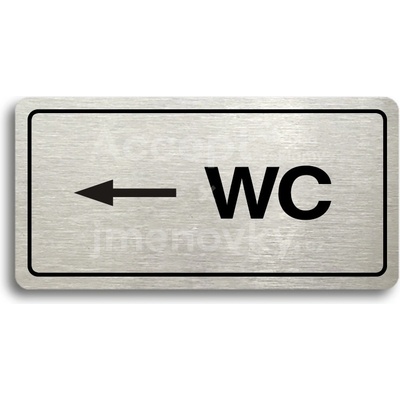 ACCEPT Piktogram WC VLEVO - stříbrná tabulka - černý tisk