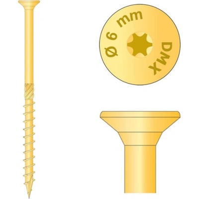 Skrutka tesárska so zapustenou hlavou 6,0x180mm TX30 ZZ (100ks)