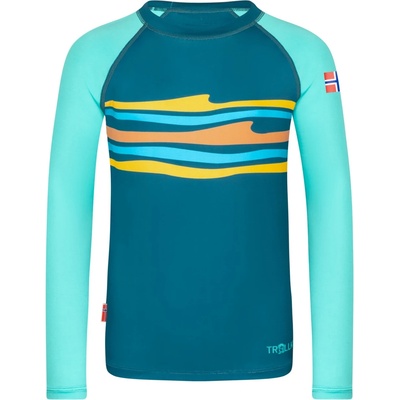 Trollkids Детска плажна тениска от ликра Trollkids Kid's Haukland Shirt Lycra - Midnight Forest / Aquamarine Green - размер 92 (EU) (750-1979-0411)
