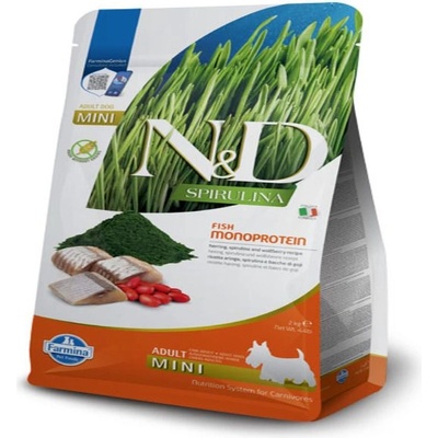 N&D Spirulina Mini Adult Herring суха храна за кучета от малки породи - 2кг