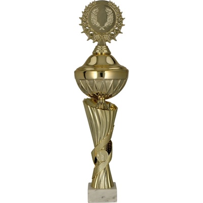 PUCHARY Pohár kovový zlatý Výška: 35,5 cm Průměr: 14 cm