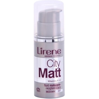 Lirene City Matt matující fluidní make-up s vyhlazujícím efektem 207 Beige 16 h with Vitamin E and C 30 ml