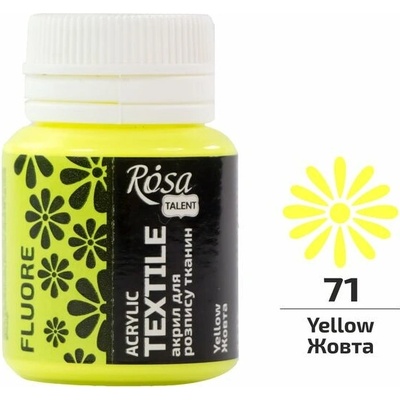 Akrylová farba na textil Rosa Talent fluorescenčná 20 ml žltá