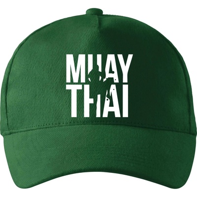 Nápis Muay Thai so zahnutým šiltom a látkovou sponou Fľaškovozelená