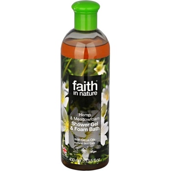 Faith in Nature přírodní sprchový gel a pěna Konopí a Zrcadlovka bílá 400 ml