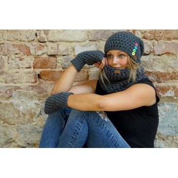 Doke háčkovaná čepice bc dark Šedá