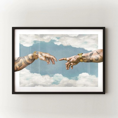The Creation of Adam Velikost: 30x40 cm, Rám: Černý