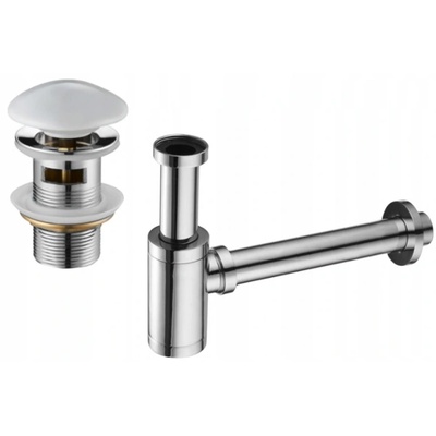 Mexen полусифон за мивка кръгъл с керамичен клапан щракване-шракване, с преливане, хром/бял - 7992050-02 (7992050-02)