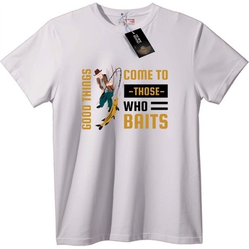 NOONEBRAND Тениска Доброто Идва При Тези, Които Чакат Стръвта - 2XL, White