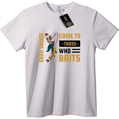 NOONEBRAND Тениска Доброто Идва При Тези, Които Чакат Стръвта - 2XL, White