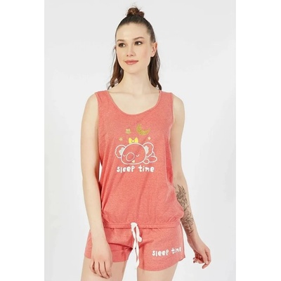 Лятна пижама в коралов цвят с коала