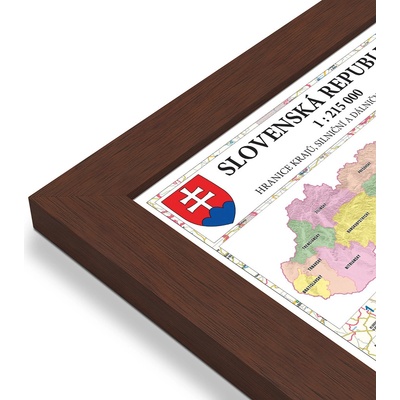 Excart Maps Slovensko - nástěnná administrativní mapa 246 x 128 cm Varianta: mapa v dřevěném rámu, Provedení: Pegi višeň