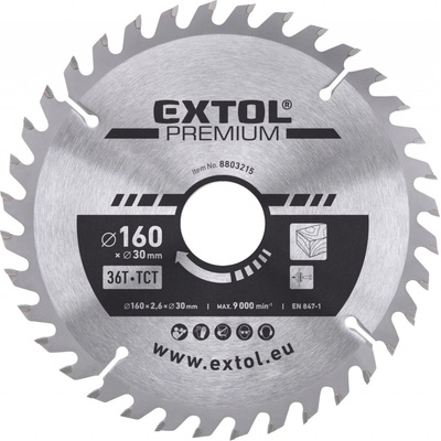 EXTOL PREMIUM Kotouč pilový s SK plátky, O 160x2,6x30mm, 36T (8803215)