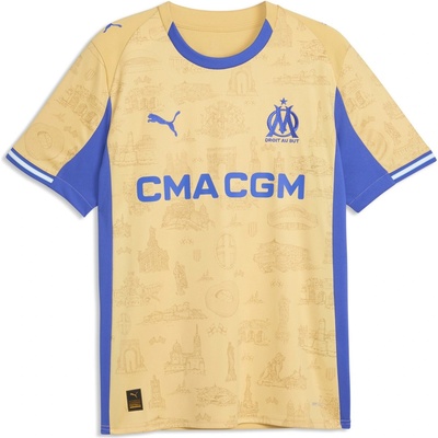 PUMA PUMA Olympique Marseille Fourth Shirt 25/26 Mens - Gold/Royal Blue