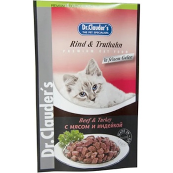 Dr.Clauder's Premium Pouches- Пауч от говеждо, пуика, желе за котки, 8 броя х 100 гр