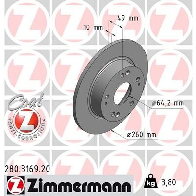 Brzdový kotúč ZIMMERMANN 280.3169.20 (280316920)