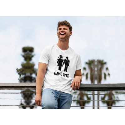 Personal Párové tričko pánske Game Over Biela