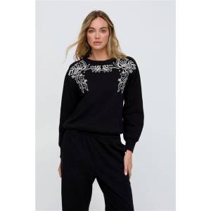 Raffya Риза с дълъг ръкав Raffya Raffya Marmalade Long Sleeves Embroidered Sweatshirt In Black - Black