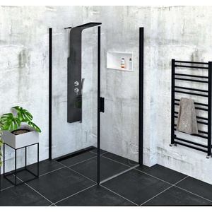 POLYSAN Zoom Black - Душ ъгъл 90x100 см, L/R вариант, Antidrop, прозрачно стъкло/матово черно ZL1290BZL3210B (ZL1290BZL3210B)