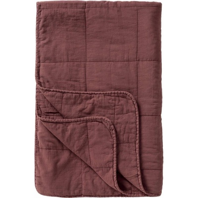 Ib Laursen Prošívaný přehoz Vintage Dusty Plum 130 × 180 cm, hnědá barva, textil