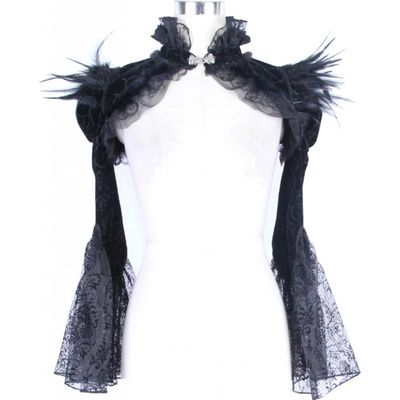 gotický and punk DEVIL FASHION Black Swan Gothic Shawl with Faux Fur Čierna