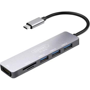 Earldom Докинг станция Earldom ET-W18, Type-C към 3xUSB 3.0, SD, MicroSD, HDMI, Сив - 40232