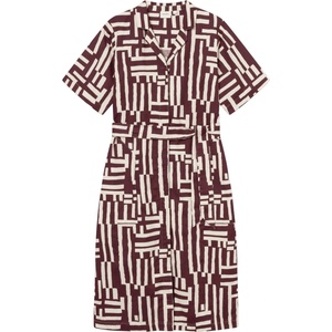 DEDICATED Дамска рокля DEDICATED Women's Shirt Dress Orrefors Dress - S Lines & Sticks Fig Red (134-1072-0412)
