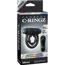Fantasy C-Ringz Čierny Silikónový Krúžok s Vibračným Bulletom a Diaľkovým Ovládaním