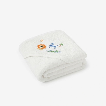 Goldea detská osuška s kapucňou safari na bielej 100 x 100 cm