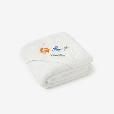 Goldea detská osuška s kapucňou safari na bielej 100 x 100 cm