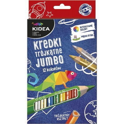 Globo - JUMBO цветни моливи 12 цв. Триъгълни + златен и сребърен