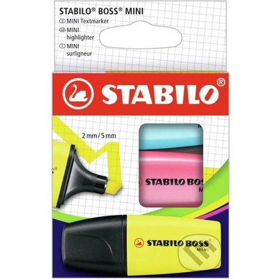 Stabilo Boss Mini 3 ks balení žlutá modrá růžová 453136
