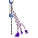 Duvo+ tyč na hranie s premenlivými semišovými chvostíkmi a pierkami 44 x 8 x 3,5 cm