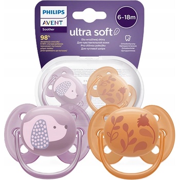 Avent Philips šidítko Ultrasoft Premium Zvířátko 2 ks ružová/oranžová