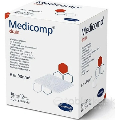 Medicomp Drain kompres sterilný 10 x 10 cm 25x2 ks (50 ks)