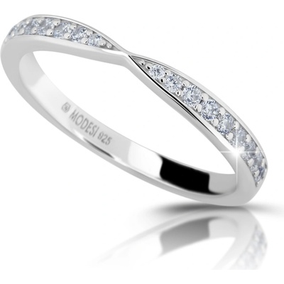 Modesi Třpytivý stříbrný prsten se zirkony M01111