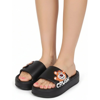 Дамски джапанки в черно с мече