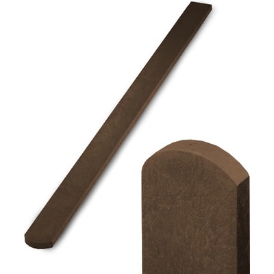 Recyklát plotovka 78x21 mm, půlkulatá, hnědá Délka v mm:: 600 mm