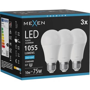 Mexen Nova 3x LED крушка E27, A60, 10W, Студена - 6500K, 1055 lm - L100-E27-1065-01x03 (L100-E27-1065-01x03)