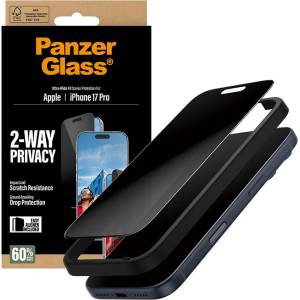 Panzer - Ултраширок двустранен протектор за екран с EasyAligner - iPhone 17 Pro - Черен