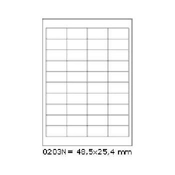 CDRmarket Самозалепващи етикети 48, 5 x 25, 4 mm, 40 етикети A4, 100 листа (R0ECO.0203nA)