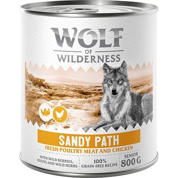 Wolf of Wilderness 6x800г Sandy Path Senior Wolf of Wilderness, консервирана храна за кучета - птиче месо с пилешко, без зърно