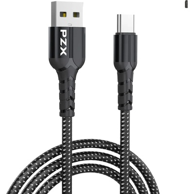 PZX Кабел PZX V146s, от USB A(м) към USB C(м), 1m, черен, оплетен (V146s)