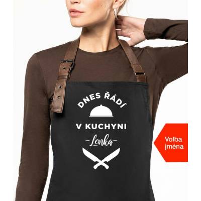 Kariban HobbyTriko Zástěra pro ženy se jménem EXCLUSIVE Dnes řádí v kuchyni.. Černošedá