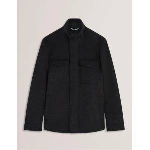 Ted Baker Mens Funnel Neck Overcoat - Charcoal