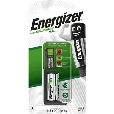 Energizer ЗАРИАДНО УСТРОЙСТВО ЗА 2 БРОЯ БАТЕРИИ enr mini char eu + 2aa energizer (energizer 7638900421439)