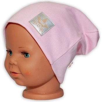 Baby Nellys Hand Made Detská funkčná čiapka s dvojitým lemom sv. růžová čepička